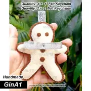 Cute Ginger Bread Christmas Felt Keychain Handmade, Felt Christmas Tree Ornament