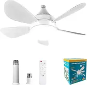 Ceiling Fans with Light and Remote, CREATESTAR 18" Socket Fan Light, E27/B22 Plug in Fan Light Bulb for Bedroom, Kitchen, Living Room -3 Color Temperatures, 3 Fan Speeds, 2000 Lumens, Dimmable