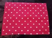 COUNTRY COTTAGE SET OF 8 ST. VALENTINE'S DAY HOLIDAY HEARTS FABRIC PLACEMATS-NEW