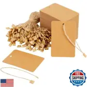 200-Pack Kraft Paper Gift Tags with Jute Twine String, Large Blank Merchandis