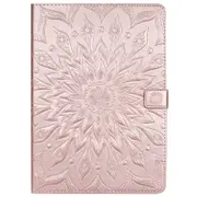 For iPad Pro 10.5 / Air 2019 Pressed Printing Sun Flower Pattern Horizontal Flip Leather Case with Holder & Card Slots & Wallet(Rose Gold)