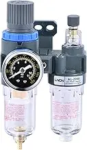 ZHONG AN 1/4" Compressor Air Filter Air Pressure Regulator Water-oil Separator Trap Filter with Lubricator Cup for Air Tools System