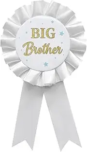 [YHEZXUN] Big Brother Tinplate Badge Pin White Satin Fabric Happy Birthday Themed Button Pin Party Decorations Award Ribbon Badge Pin, Plastic, no gemstone