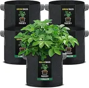 guagchuan 5-Pack Grow Bags 10 Gallon Thickened Plant Grow Bags Multi-Purpose Nonwoven Fabric Pots with Durable Handles, Outdoor Garden Plant Pots for Fruits Vegetables Flowers, Black