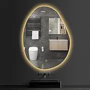 Irregular Wall Mirror, Bathroom Mirror with LED Lights, Illuminated Makeup Wall Mounted Mirror with Touch Sensor & Dimmable,for Bath, Bedroom, Living Room (Size : 60x80cm(23.6x31.4in))