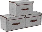 DAWNTREES 3 Pack Foldable Clothes Storage box with Lid and Handle,36x23x24cm,Kids Toy Storage Box,Storage Box with LEGO,Building block toy gift box