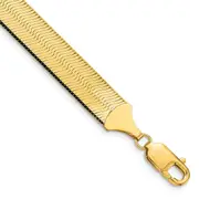 14K Yellow Gold 7 Inch 10mm Silky Herringbone With Lobster Clasp Bracelet