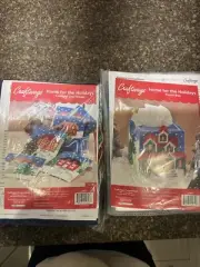 Craftways Needlepoint Home For The Holidays Coasters And Holder Set of 6