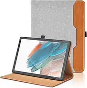 Case for Samsung Galaxy Tab A8 10.5 inch 2022 (SM-X200/X205/X207), Premium PU Leather Tablet Case with Hand Strap Large Pocket Auto Wake/Sleep Smart Cover, Gray