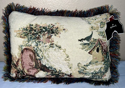Santa Birdhouse Hallmark Tapestry Pillow Woodland Fringe Christmas (ToteEEE)