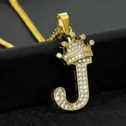 2Ct Round Lab Created Diamond 'J' Letter Pendant 14K Yellow Gold Plated Silver
