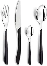 Amefa 24-Piece ECLAT Black Flatware Set, Silver
