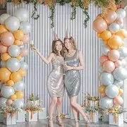 Tao-Ge 10x10 Silver Grey Backdrop Curtain for Parties Wedding Wrinkle Free Silver Grey Photo Curtains Backdrop Drapes Fabric Indoor and Outdoor Decoration for Birthday Party 5ft x 10ft,2 Panels