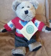 Boyd’s Bear "Freddy Beanberger" 10” plush Burgundy Sweater & Blue Overalls NWT