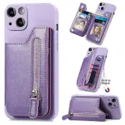 For iPhone 15 Pro Max Zipper Wallet Leather Back Shockproof Phone Case - Red