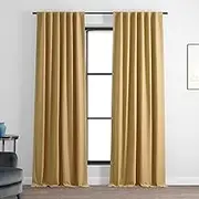 HPD Half Price Drapes Bellino Room Darkening Curtains 84 Inches Long Curtains for Bedroom & Living Room (1 Panel), 50W x 84L, Trinket Gold