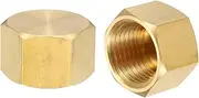 uxcell 2Pcs Brass Compression Cap Fitting Stop Valve Cap 1/2" NPT Hex Thread Pipe Fitting Flare Cap Tubing Ends Sealing Cap for Air Conditioner, Water, Air, Gas Line (Gold Tone)