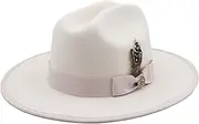[FONSMAY] Fedora Hat for Women Men Wool Felt Wide Brim Hat Vintage Jazz Fedora Hat Couple Cap Winter Fedoras