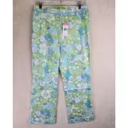NWT Sigrid Olsen Womens Cropped Pants Size 6 Golf Floral 70s Retro Fairy Easter