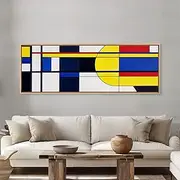 Blue Yellow And Red Abstract Cubism Art Framed Print Modern Art Mcm Inspired Home Decor