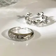 Ins Light Luxury Silver Zircon Cross Ring For Women Unique Design Fashionable