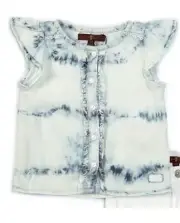 7 FOR ALL MANKIND Girls Size 2 T Tie Dye Ruffle Flutter Sleeve Shirt NWT Blues