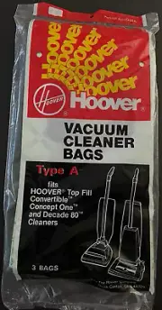 Hoover Vacuum Cleaner Bags Type A Pkg Of 3 Bag Top Fill Filter Bag Disposable