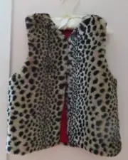 NWOT CACHCACH Boutique Girls' Size 6 Faux Fur Leopard-Print Sleeveless Coat