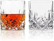 LEMONSODA Crystal Cut Old Fashioned Whiskey Glasses, Set of 2 With Weighted Base, Premium Gift Box, 10oz Lead-Free Crystal Glass Tumbler For Drinking Bourbon, Scotch, Cognac - Housewarming Gifts