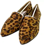 Women's Micah Pointed Toe Closed Loafers - Brown Leopard Size 7 1/2 - A New Day