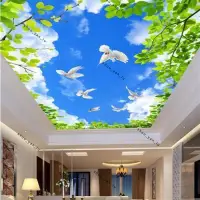 在飛比找蝦皮購物優惠-【可批發】天花板墻紙自粘防水3d立體墻貼臥室客廳藍天星空裝飾