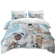 Winter Snowflake Kisses Polar Bear Seal and Bunny Quilt Cover