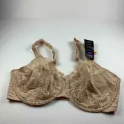 Bali Womens Floral Lace Desire Comfort-U Strap Beige Underwire Bra Size 38DD NWT