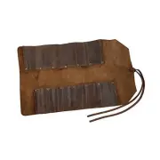 , Big Tool Roll-Up Bag with 12 Slots, Workshop Storage, Bourbon Brown