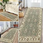 Vintage Floral Carpet Runners for Hallways, Non-Slip Rubber Back Area Rugs for Entryway Living Room Bedroom Kitchen Laundry, Soft Durable Floor Protect Mat(2.3ft×4.9ft/70×150cm)