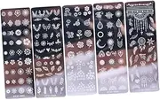 VINTORKY 5pcs Nail Art Stamping Plate DIY Florals Nail Art Stencils Templates Kits Manicure Plates Accessories for Women (5 Patterns)