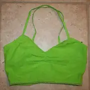 NWT Abercrombie Girls Large Lime Green Lace Cropped Layer Cami Bra Bralette