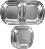 Gatuida 2pcs Stainless Steel Sauce Plate Olive Oil Dipping Dishes Chip and Dip Serving Set Snack Dish Perfect for Kitchen Party