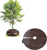 Lyfengdeam 10 Gallon Tree Watering Rings, Slow Release Tree Watering Bag 23.6inch PVC Drip Irrigation Water Pouch Round Watering Bags Automatic Drip System (Brown)