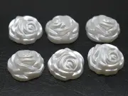 1000 Acrylic Half Pearl Flatback Engraving Rose Flower Cabochons 12mm Wholesales