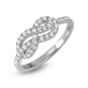 18K Solid White Gold Infinity Round Cut Diamond Ring Band