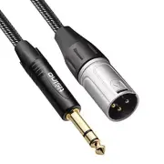 TISINO 1/4 to XLR Cable Nylon Braid Quarter inch TRS to XLR Male Balanced Inter