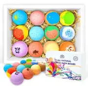 12 Bath Balls Set For Kids / Handmade in USA / Fizzy Bath Bomb Kit /Multicolored