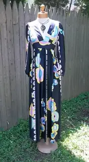SPECIAL! MOD CYNTHIA ROWLEY "DARCY" FLORAL 100% SILK MAXI DRESS, SIZE 0