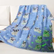 Glow in The Dark Pug Blanket Pattern Blanket Pug 50x60INCH(130 x150 cm) Dog