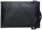 [YANYUESHOP] Mens Clutch Bags，Leather Black Business Organizer Travel Wristlet Wallet,Envelope Bag with Card Case and Cash Holder
