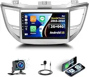 2G+64G Android 13 Car Stereo for Hyundai Tucson 2015-2019 with Wireless Carplay Android Auto,9'' Touchscreen Car Radio with Mirror Link WiFi GPS Navigation Bluetooth FM/RDS SWC+Rear Camera