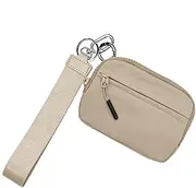 [Generic] Wristlet Pouch - Zipper Card Case, Waterproof Nylon Key Ring Wallet | Compact Credit Card Wallet with Hand Strap, Wristlet Pouch for Protection and Safety, Khaki, Refer to description, Unisex