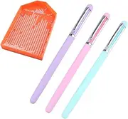 OSOLADY 3pcs Nail Art Dotting Pen Set Rhinestones Picker Tool for Easy Application Natural False and Nails Includes Purple Green Pink for DIY Manicure and Decoration