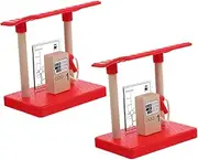 Kit: Wooden Railway Station Accessory Set Pretend for Boys and Girls Promote Logical Thinking